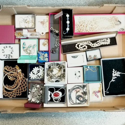 201 - Qty of boxed jewellery inc some silver (inc hematite pendant on chain, boxed earrings, fish / turquo... 