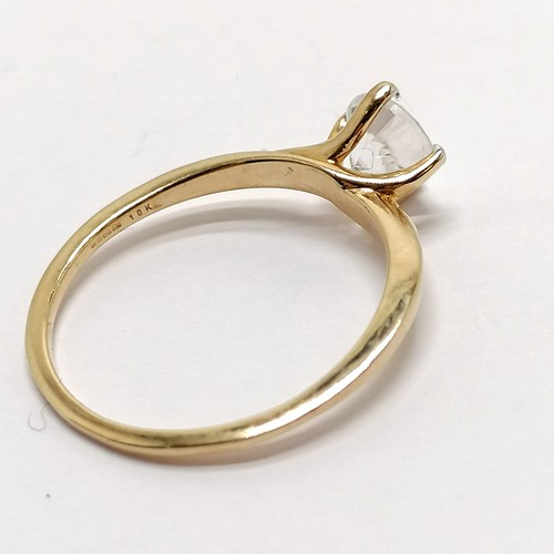 225 - 9ct hallmarked gold white stone set solitaire ring - size P½ & 1.9g total weight ~ stone is approx 5... 