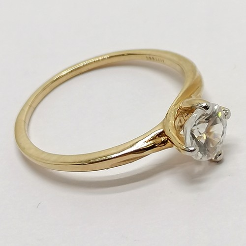 225 - 9ct hallmarked gold white stone set solitaire ring - size P½ & 1.9g total weight ~ stone is approx 5... 