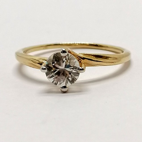 225 - 9ct hallmarked gold white stone set solitaire ring - size P½ & 1.9g total weight ~ stone is approx 5... 