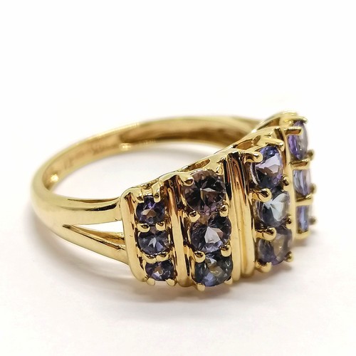 227 - 14ct hallmarked gold tanzanite ring - size L & 3.2g total weight