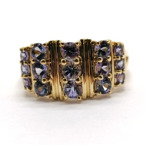 227 - 14ct hallmarked gold tanzanite ring - size L & 3.2g total weight