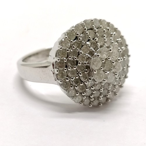 239 - Silver diamond cluster ring - size N½ & 5.8g total weight