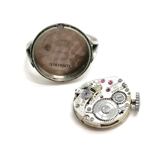 276 - Unusual vintage Juvenia ladies ring watch in a staybright case t/w 2 x silver cased pocket watches -... 