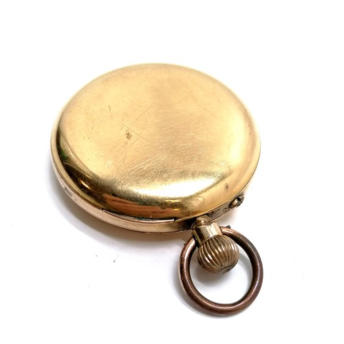 282 - Gold plated hunter pocket watch - 48mm case by J B Dent & Sons ~ losses to plating & dents but runs ... 