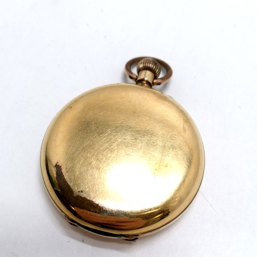 282 - Gold plated hunter pocket watch - 48mm case by J B Dent & Sons ~ losses to plating & dents but runs ... 