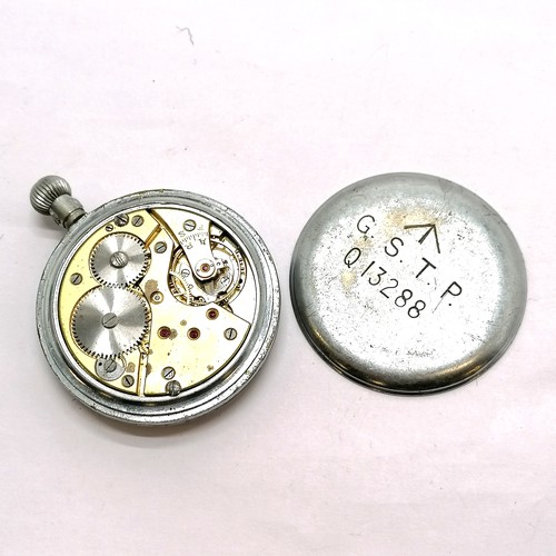 283 - WWII Military G.S.T.P. (General Service Temporary (or Trade?) Pattern Q.13288 pocket watch in a chro... 