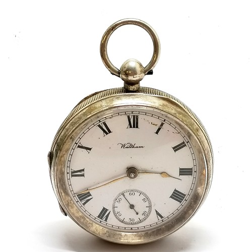 288 - Gents antique silver dennison cased open faced Waltham pocket watch (5cm diameter) - 118g total weig... 