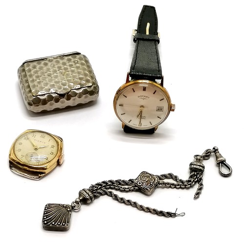 291 - 9ct gold cased gents Pierce (28mm case with fractures to reverse of case) watch & Rotary gold plated... 