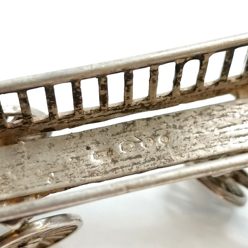 300 - Dutch 835 silver hallmarked miniature horse and lumber cart - 8.5cm long & 33g