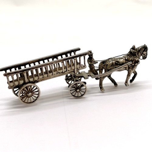 300 - Dutch 835 silver hallmarked miniature horse and lumber cart - 8.5cm long & 33g