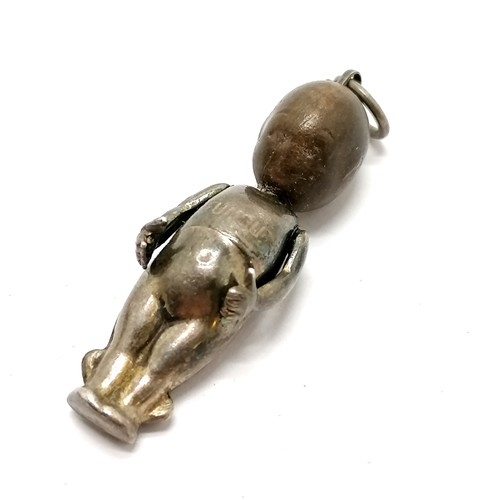 383 - Fumsup touchwood Rd 636612 unmarked silver WWI lucky charm - 3cm high