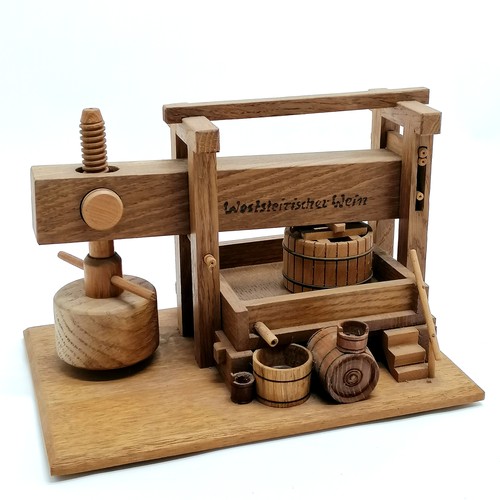 416 - Scratch built wooden model of Weststeirischer Wein wine press - base 26cm x 17cm