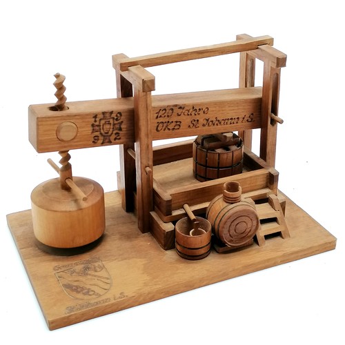 417 - Scratch built wooden model of 120 Jahre OKB St Johanni.s. wine press - base 24cm x 15cm