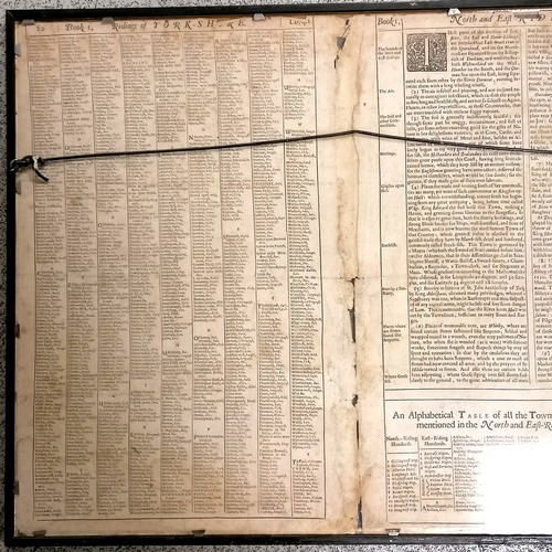 631 - Framed 1676 map of 'The North and East Riding of Yorkshire' by John Speed (1552-1629) and sold by Th... 