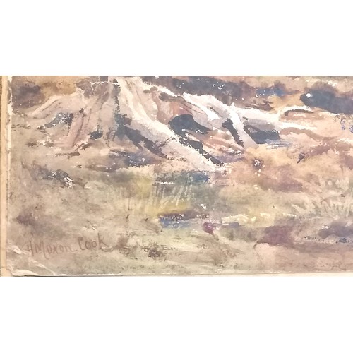 711 - Framed watercolour painting of a landscape signed Herbert Moxon Cook - 54cm x 71.5cm ~ loose in fram... 