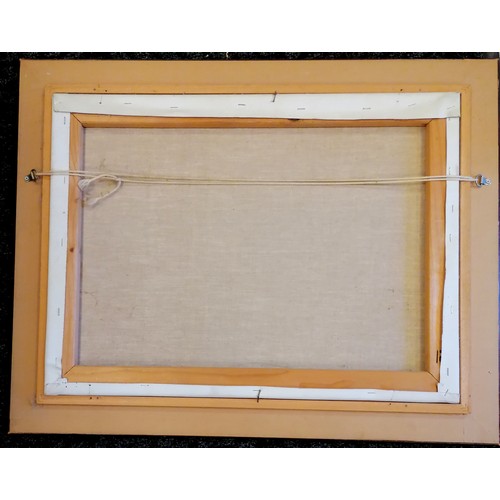 733 - Framed original oil painting on canvas of cheetahs by David Kelly (dated 1992) - 73cm x 58cm