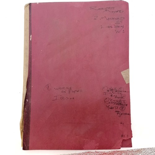 738 - Folder (30.5cm x 42.5cm) containing 4 works of art inc D O'Neill, G Dillon, In a wood near Troutbeck... 