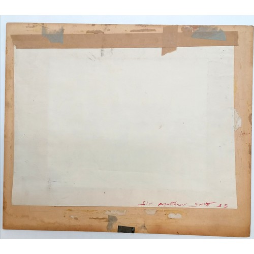 751 - Mounted watercolour painting of some buildings signed MS 55 - 36.5cm x 43cm