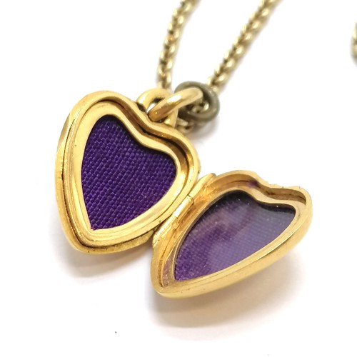 452 - Antique 15ct hallmarked gold heart pendant set with a diamond by John William Kirwan on an unmarked ... 