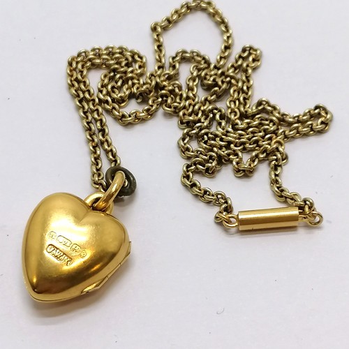 452 - Antique 15ct hallmarked gold heart pendant set with a diamond by John William Kirwan on an unmarked ... 