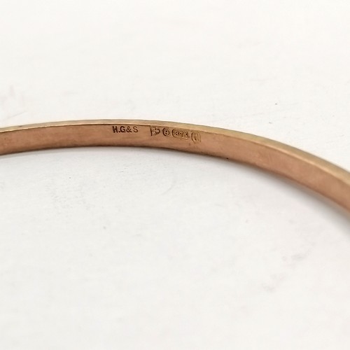 455 - Antique 9ct gold Chester hallmarked bangle 7.5cm diameter 7g. Has distortion and some dents and old ... 