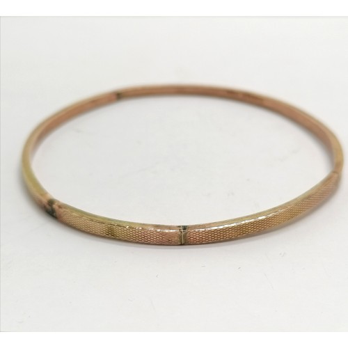 455 - Antique 9ct gold Chester hallmarked bangle 7.5cm diameter 7g. Has distortion and some dents and old ... 