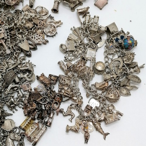 458 - Large collection of silver charm bracelets + charms (approx 700 charms) inc many better charms - Chi... 