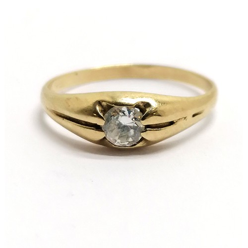 503 - 9ct marked gold CZ set ring - size H & 0.7g total weight - SOLD ON BEHALF OF THE NEW BREAST CANCER U... 