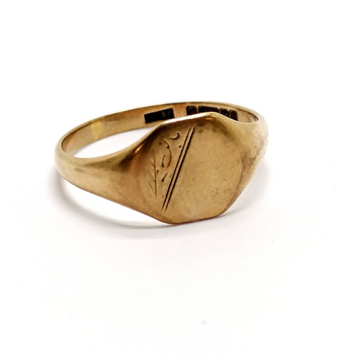 506 - Antique 9ct hallmarked gold signet ring by WM - size N½ & 1.6g - SOLD ON BEHALF OF THE NEW BREAST CA... 