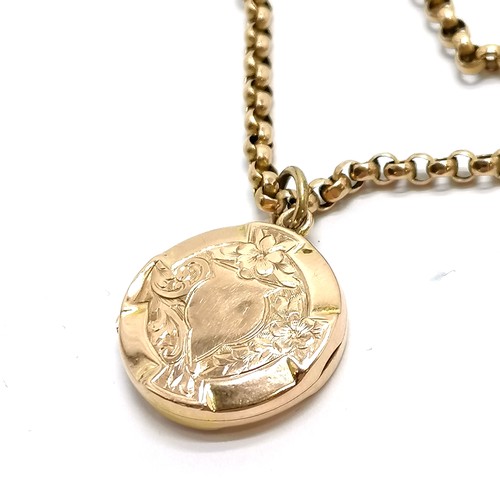 526 - 1912 9ct Chester hallmarked gold locket by John Smith (small dent on reverse) on a antique unmarked ... 