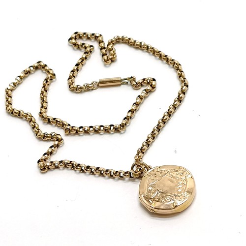 526 - 1912 9ct Chester hallmarked gold locket by John Smith (small dent on reverse) on a antique unmarked ... 