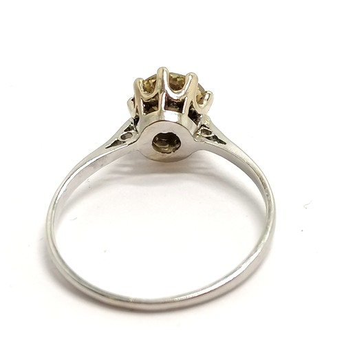 527 - Indistinctly marked platinum champagne diamond solitaire ring - size P½ & 2.5g total weight ~ stone ... 