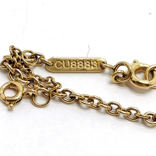 530 - Cartier 18ct marked gold 40cm chain with tri-coloured linked ring pendant (CU8568) in a Cartier box ... 