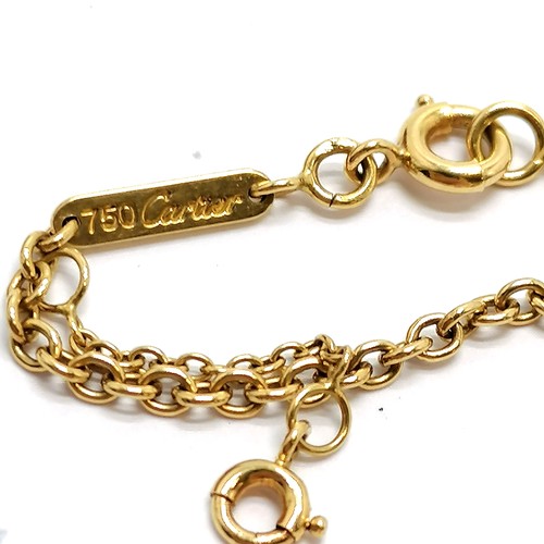 530 - Cartier 18ct marked gold 40cm chain with tri-coloured linked ring pendant (CU8568) in a Cartier box ... 