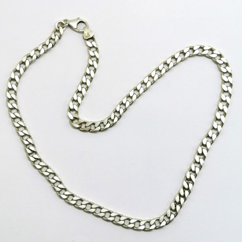 539 - Silver heavy gauge filed curb 50cm neckchain - 48g