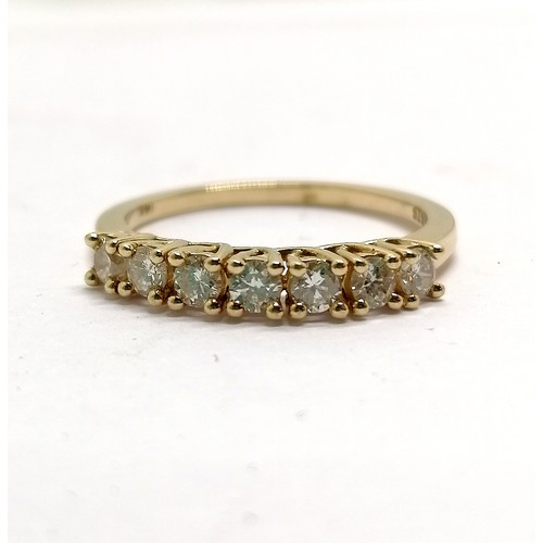 609 - 14ct marked gold 7 stone diamond ring - size O & 2.4g total weight