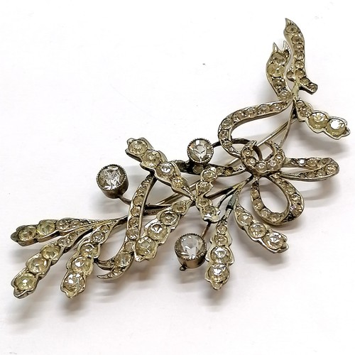 636 - 800 silver large scale paste set brooch - 10cm & 28g total weight