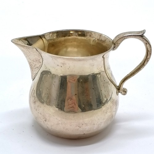 823 - 1961 Chester silver heavy gauge cream jug by Lowe & Son - 8cm high to handle top & 220g