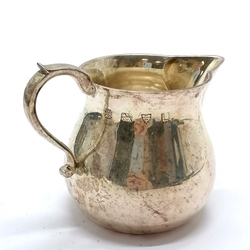 823 - 1961 Chester silver heavy gauge cream jug by Lowe & Son - 8cm high to handle top & 220g