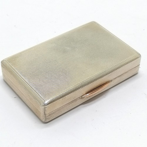 826 - 1965 silver table snuff box with gilt interior, engine turned detail and unmarked gold catch by W H ... 