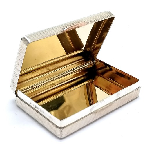 826 - 1965 silver table snuff box with gilt interior, engine turned detail and unmarked gold catch by W H ... 