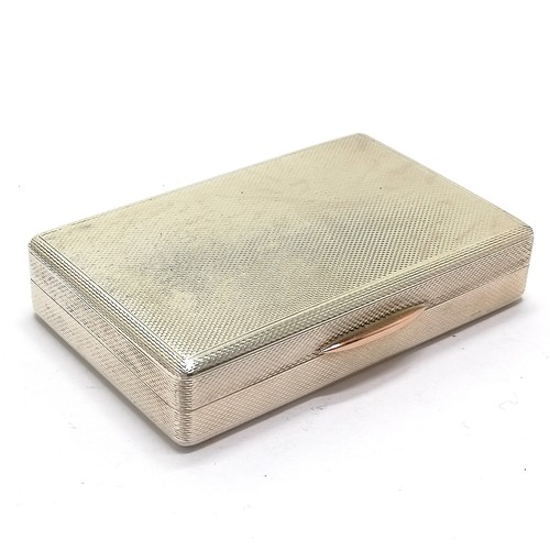 826 - 1965 silver table snuff box with gilt interior, engine turned detail and unmarked gold catch by W H ... 