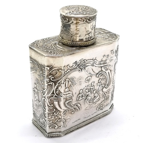 828 - 1902 silver continental tea cannister with import marks & hallmarked by Edwin Thompson Bryant - 9.5c... 