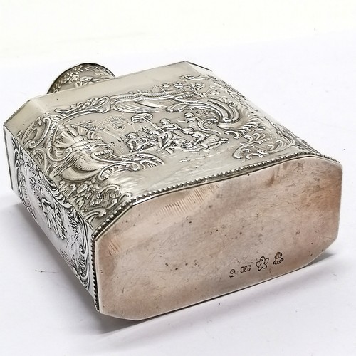 828 - 1902 silver continental tea cannister with import marks & hallmarked by Edwin Thompson Bryant - 9.5c... 