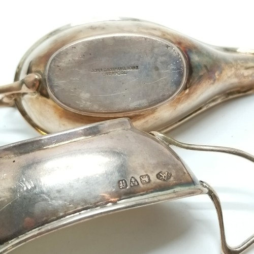 829 - 1932 (F/G) pair of Chester silver small sauce boats by Adie Brothers Ltd - 12cm across & 56g ~ both ... 