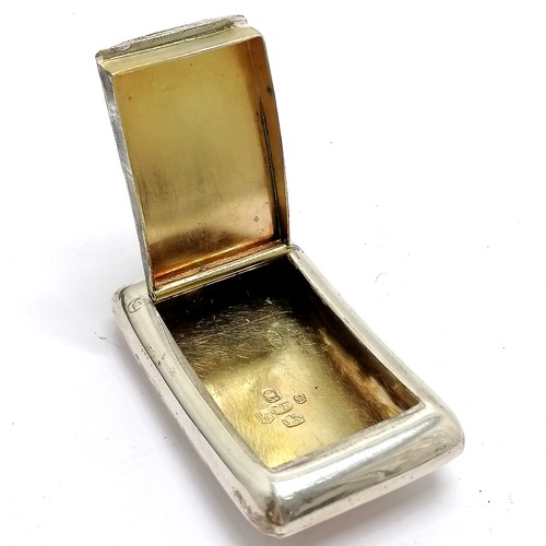 833 - 1808 Georgian silver pocket snuff box with gilded interior by John Thropp - 6.5cm x 4cm & 38g ~ slig... 