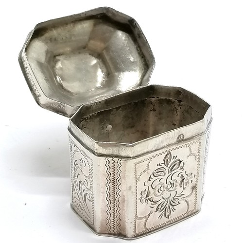 835 - Dutch antique (1873) 833 silver marked hinged lidded box - 3.5cm high x 3.5cm wide & 23g ~ has dents... 