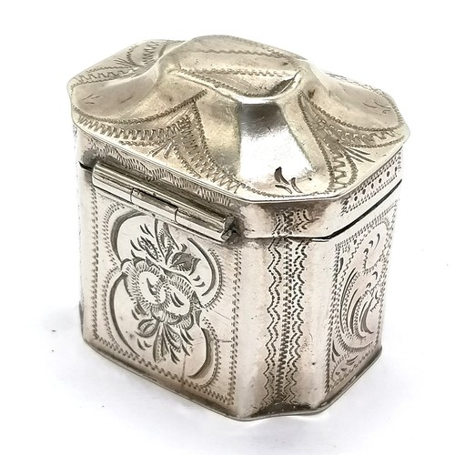 835 - Dutch antique (1873) 833 silver marked hinged lidded box - 3.5cm high x 3.5cm wide & 23g ~ has dents... 