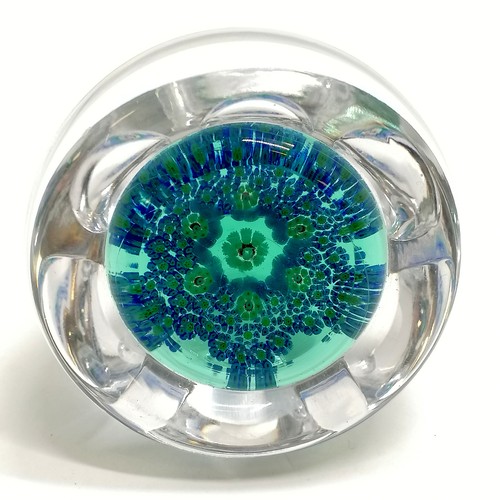 3 - Whitefriars facetted paperweight with F-1978 cane - 7.5cm diameter. In good condition.